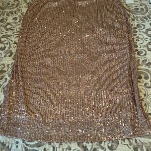 Gold sequin stretch pull on midi.